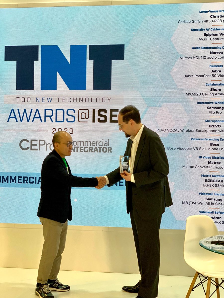 ipevo's tweet photo. We are thrilled to receive the TNT Best New Technology Award 2023 at ISE for IPEVO VOCAL! Get ready to elevate your communication game with IPEVO VOCAL!
#TNTawards #bestnewtechnology #awardwinner #IPEVOVOCAL #communication #innovation https://t.co/Bkt0DU1JiR