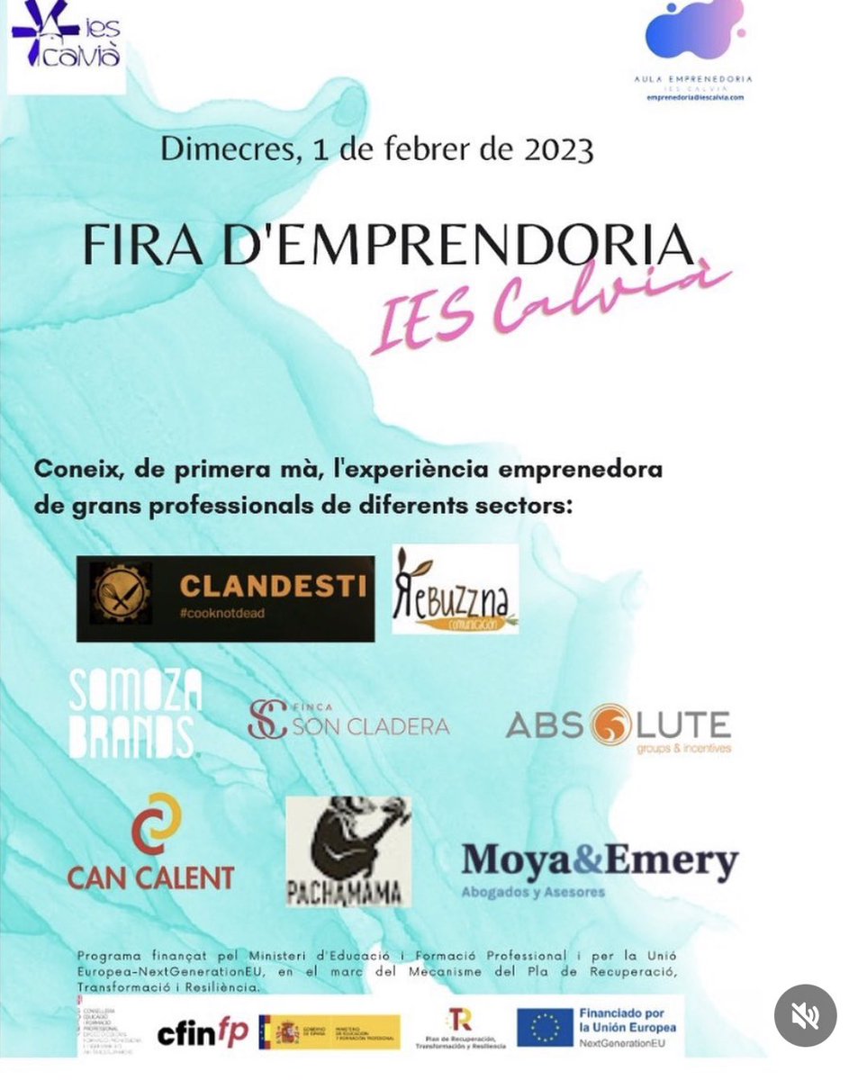 Rebuzzna's tweet image. Hoy nuestra CEO Marta Bonet impartirá una conferencia en la Feria de emprendeduría del IES Calviá, del grado de FP de Marketing. Un honor participar y contar nuestra experiencia y trayectoria
#Formación #ponencia #IesCalvia #Calvia #Mallorca #Marketing #Publicidad #comunicacion