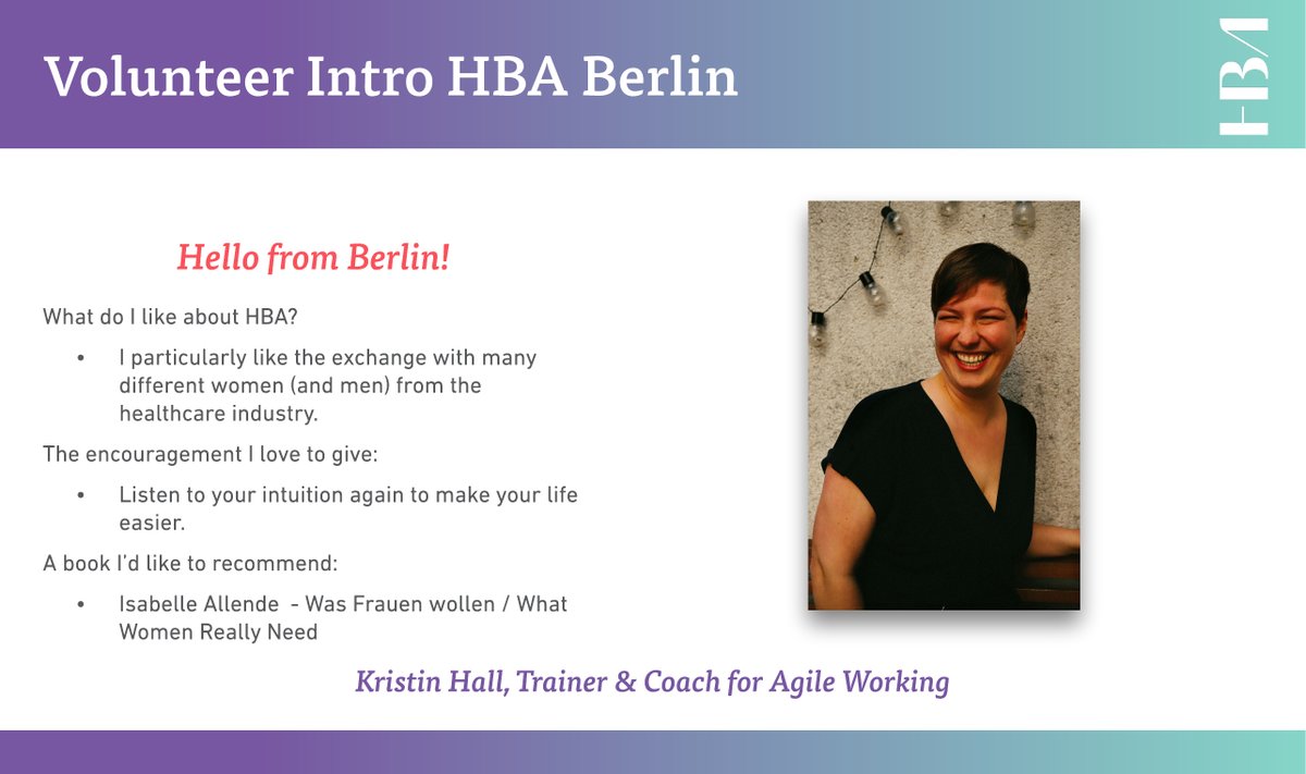 hbanet_eur's tweet photo. #VolunteerWednesday

This week  meet HBA Berlin volunteer Kristin Hall.
Check out this open position and join HBA Berlin:
HBA Berlin - Engagement committee member https://t.co/x4WFha8zub
HBA Berlin - Marketing committee member https://t.co/lqo2rmjGEc

#HBAImpact #HBAEurope https://t.co/4Ydk2rZ0iO