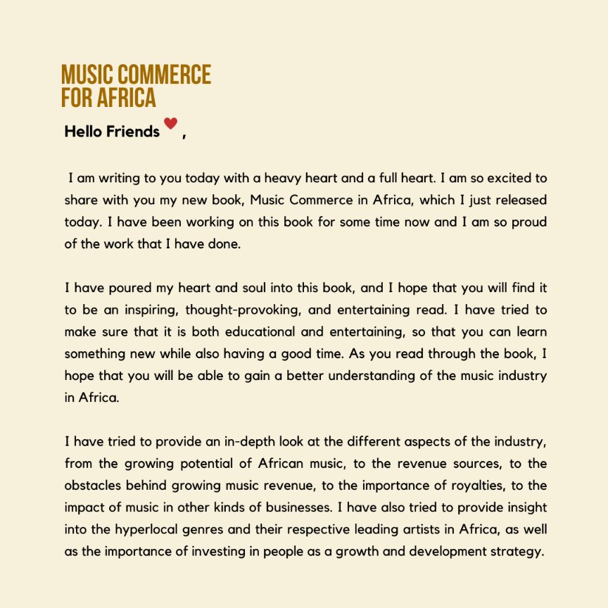 iredumare's tweet photo. OUT NOW: MY FIRST PUBLISHED BOOK ON THE BUSINESS OF MUSIC IN AFRICA.

I wrote you a love letter and there is more of it and knowledge waiting inside for you 

Start Here: https://t.co/c0n5ZWryu6 https://t.co/gJ10Ym8R7J