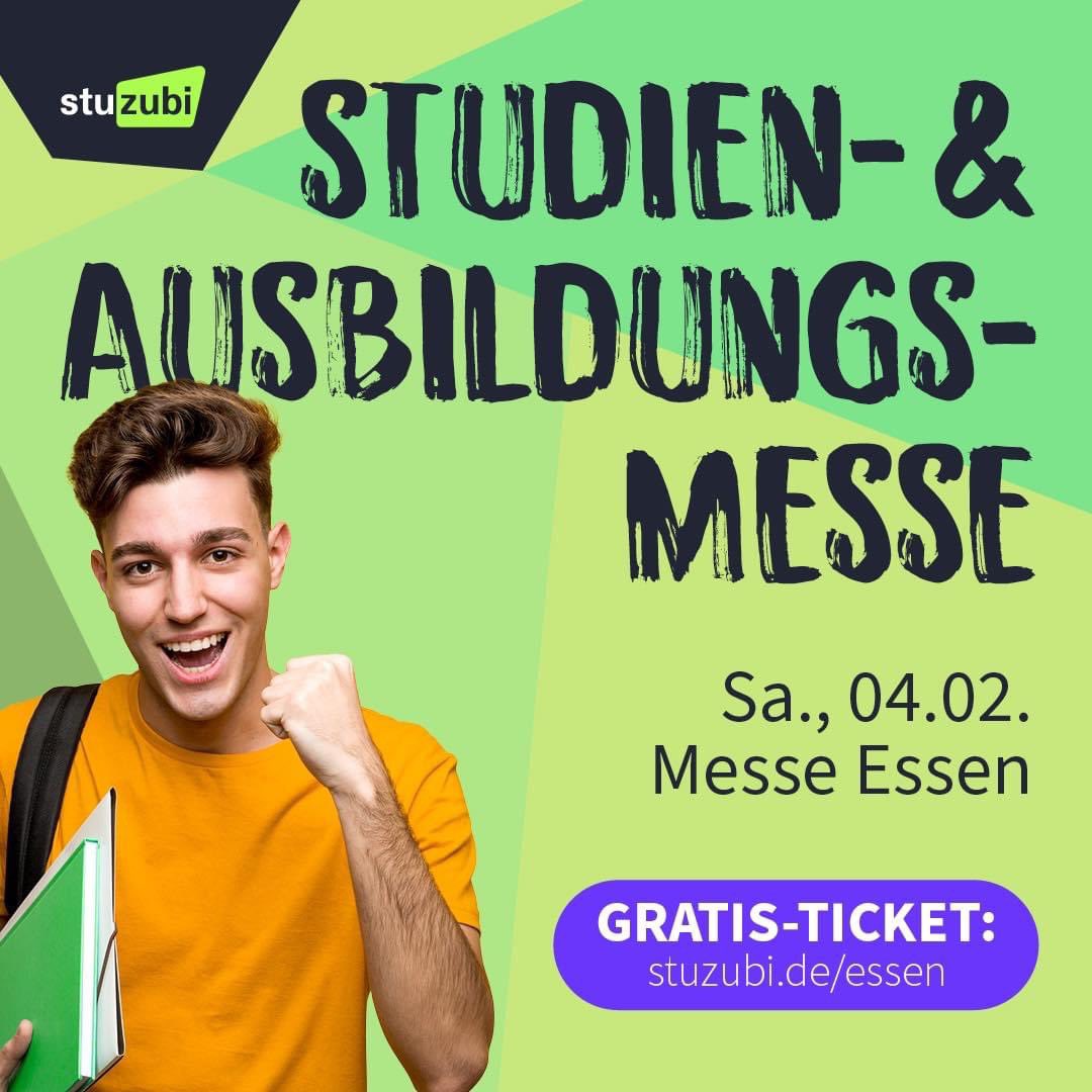 UniklinikEssen's tweet photo. Seid ihr dabei? Diesen Samstag, 04. Februar, ist auch die Universitätsmedizin Essen mit ihren Fachschulen auf der Stuzubi in der Messe Essen💪🏼👍. Sichert euer Ticket 🎟️ unter https://t.co/CjWfj3TzyR und lernt unsere Medizinalfachschulen kennen 🏥. https://t.co/aOYTG4JCuY
