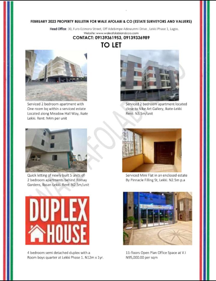 afolabi_co's tweet photo. Happy new month from us at #WACO and we are happy to present to you our #February #Bulletin with list of available properties for possible purchase
We guarantee you an authentic buy. https://t.co/EjeDhehcAH