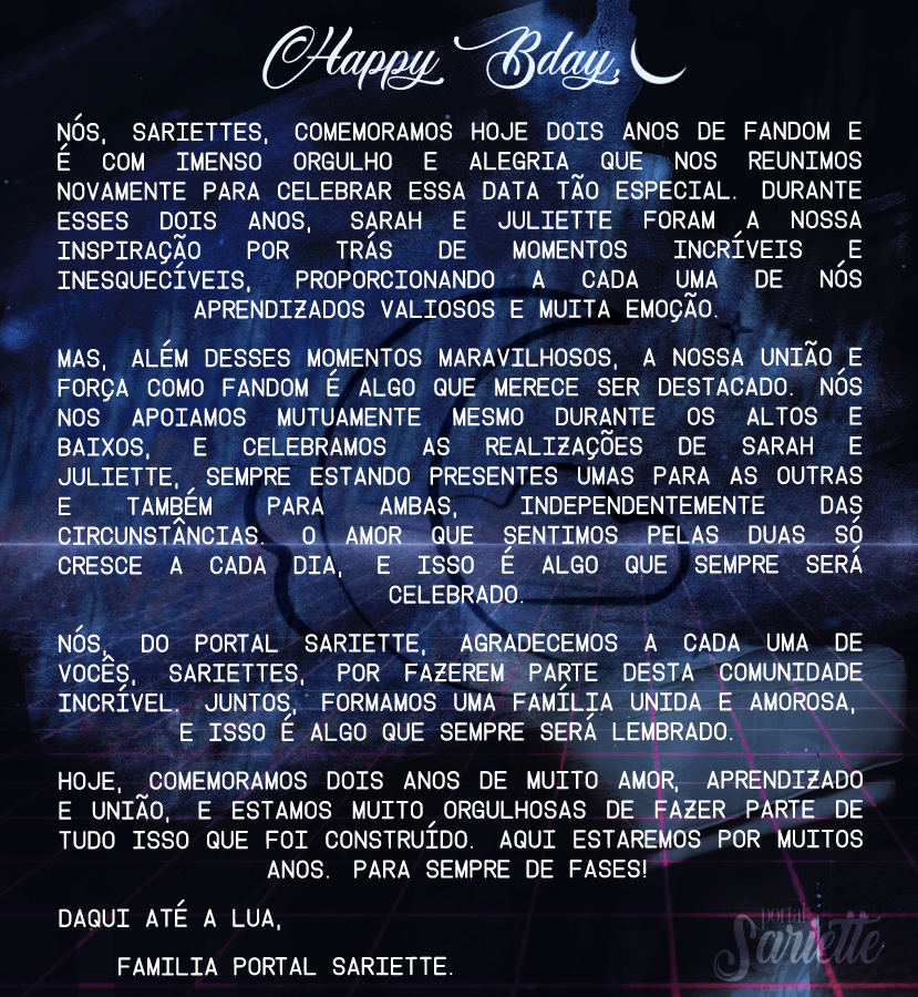 PortalSariette's tweet photo. Obrigada por tanto, minhas luas!  #SariettesDay 🌙 https://t.co/F91q4ogyOd