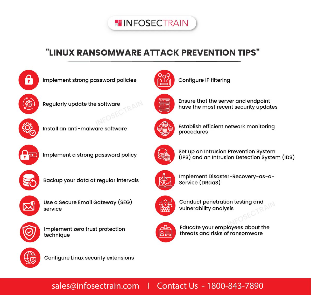 Infosec_Train's tweet photo. Linux Ransomware Attack Prevention tips
#metaspoit #kalilinux #linux #linuxsecurity #kernel #infographic #networksecurity #security #cybersecurity #protocol #network #infosectrain https://t.co/L4irm4qJNm