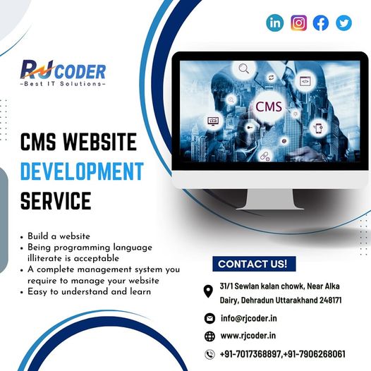 RJ Coder provides the Best CMS Development Service in Dehradun that can help you build a website without using any programming language. 
For more:-
📲 +91-7017368897, +91-7906268061
🌐 rjcoder.in
📩 info@rjcoder.in, rjcoder12@gmail.com
#cmsdevelopment #cmswebsite