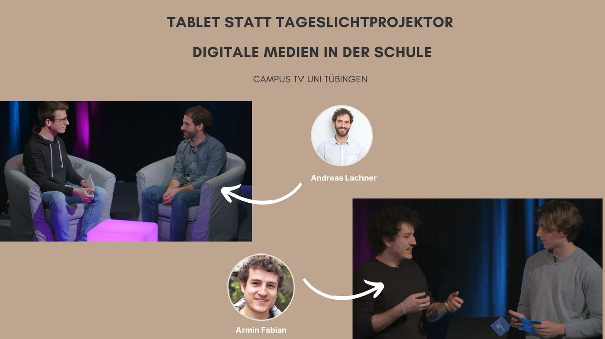 Andreas Lachner und Armin Fabian waren beim Campus-TV der Uni Tübingen zu Gast und haben über digitale Medien in der Schule gesprochen.
Das Video findest du hier: youtube.com/live/WfAZfs9Ox…

#campustv #tübingen #digilb  #twlz #twitterlehrerzimmer  #digitaleslernen