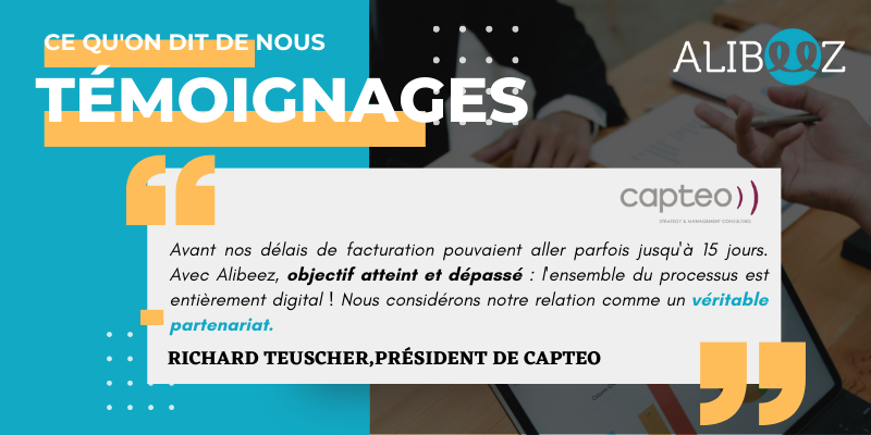 AlibeeZ_France's tweet photo. @RichardTEUSCHER , Président de @CAPTEO, nous livre son retour d'expérience avec @AlibeeZ_France 🎯 Objectif : totale dématérialisation du processus de facturation ! Nous l'avons fait, et retrouvons un client satisfait avec qui nous nouons un véritable partenariat ! Merci ! 🚀 https://t.co/Sv3DTH9tzP