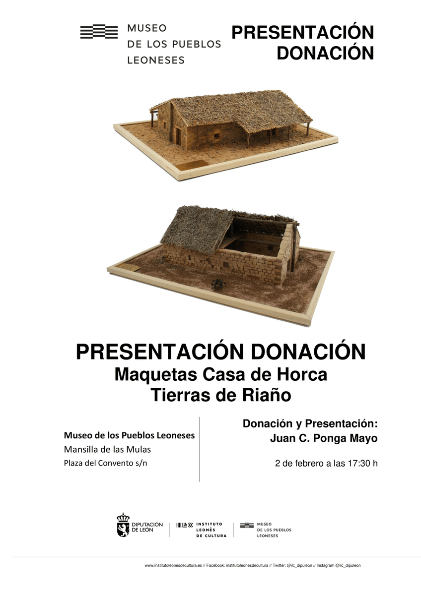ilc_dipuleon's tweet photo. El Museo de los Pueblos Leoneses que gestiona el ILC (@diputacionleon) acoge este jueves 2 de febrero una charla sobre la ‘casa de horca’ de Riaño a cargo de Juan Carlos Ponga con motivo de las dos espléndidas maquetas donadas al centro por este investigador y escritor. https://t.co/IZasRBV8a5