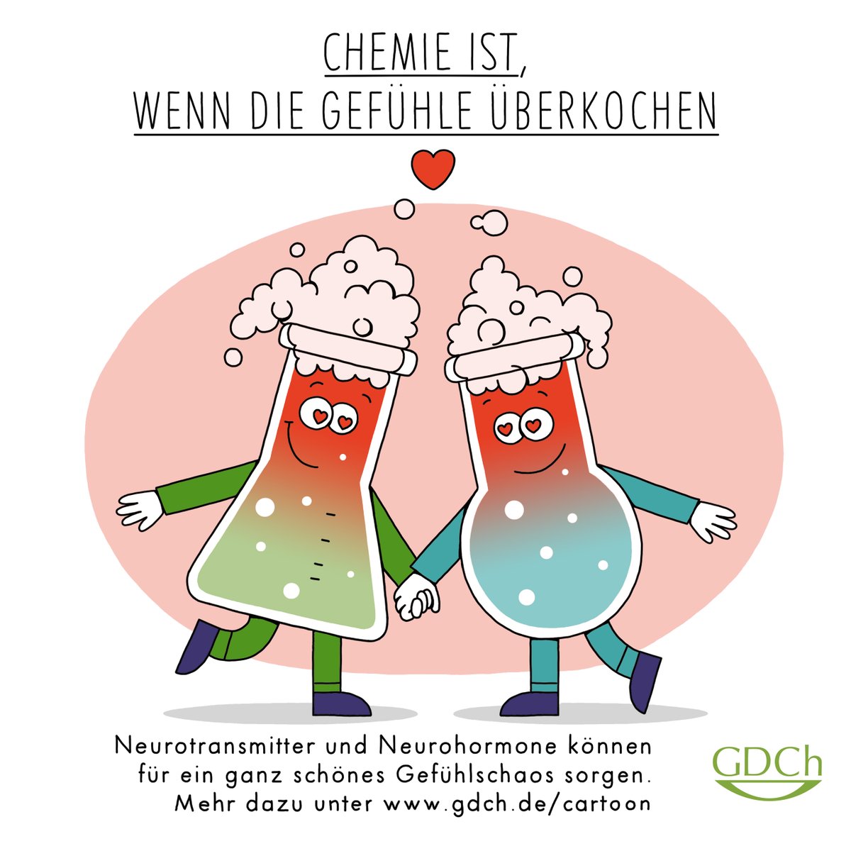 Chemie erklären mit dem Erlenmeyerchen! In unseren drei neuen Cartoons geht’s es um Viren, Elektroautos und die ganz großen Gefühle. Die neuen Cartoons sind das Ergebnis eines Wettbewerbs unter Schüler:innen und Auszubildenden. Hier sind sie: faszinationchemie.de/chemie-ueberall