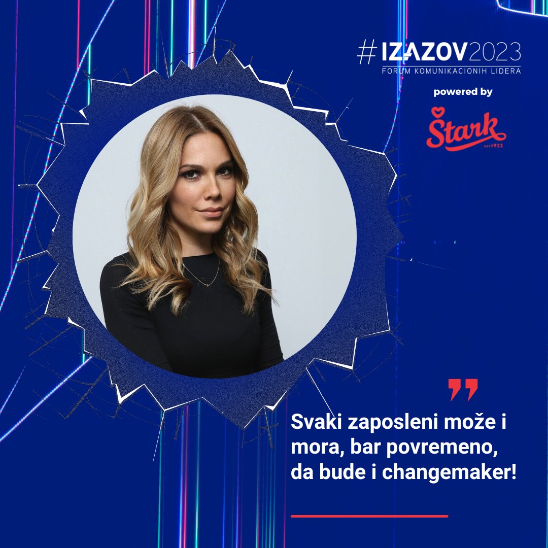 "Uvreženo je mišljenje da važne promene kreiraju samo oni na najodgovornijim pozicijama u kompanijama. Činjenica je, međutim, da svaki zaposleni može i mora, bar povremeno, da bude i changemaker." #izazov2023
izazovforum.rs