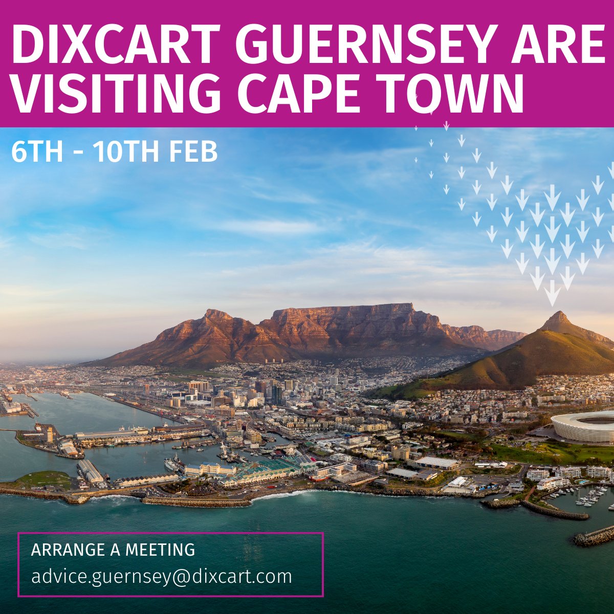 Director of Dixcart Guernsey, will be in Cape Town during industry-leading Mining Indaba Conference 6 - 10 February 2023. eu1.hubs.ly/H02H6FH0

Contact us to arrange a meeting 👉 advice.guernsey@dixcart.com 

Safe travels, Steven! ✈️