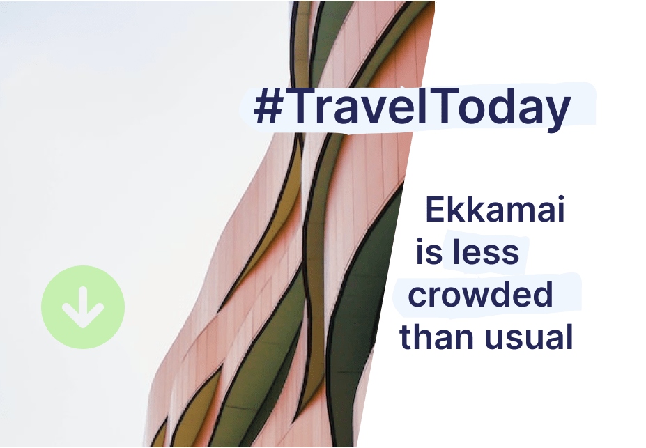DFRCag's tweet photo. 1,580 people were in Ekkamai an hour ago, which is less than expected on a typical Wednesday. This means Ekkamai is less crowded than usual. A good occasion to go out for a stroll this afternoon. #TravelWednesday #DataSpooned https://t.co/XC26PsMnhB