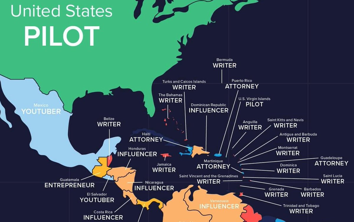 marcvidal's tweet photo. La empresa Remitly ha publicado este mapa basado en las búsquedas globales en Google en 2022 con el inicio "cómo ser un..." y una profesión al término de la frase. Los resultados se han clasificado por país.

en España gana #influencer https://t.co/5XtvBPo1r9