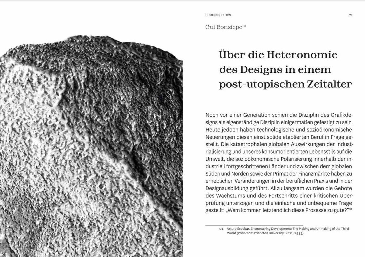 Gui Bonsiepe schreibt im aktuellen #DESIGNABILITIES Heft über die "Heteronomie des Designs in einem post-utopischen Zeitalter". Der Beitrag ist auch hier zu finden: designforschung.org/assets/papers/…

#DesignResearchJournal #DesignResearch #guibonsiepe