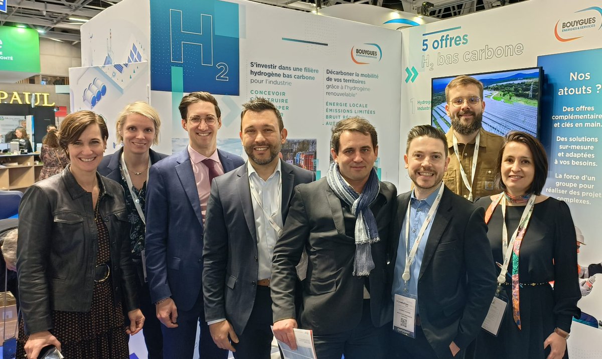 Bouygues_ES's tweet photo. 🟢 C’est parti pour @HyVolution 2023 !
📍 Retrouvez nos équipes aujourd’hui et demain sur notre stand F23 – Pavillon 6 à Paris Porte de Versailles pour échanger sur nos solutions #hydrogene Renouvelable et sur vos futurs projets.
#TogetherFurther #TogetherFurtherForClimate https://t.co/c5caoCP1Ao