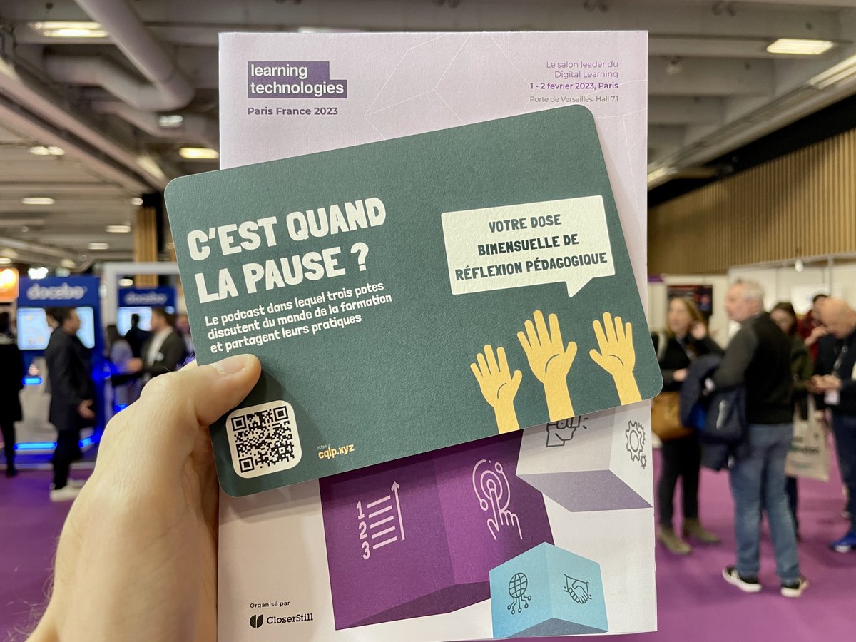 Nicolas Roland (@nicolasroland) on Twitter photo Aujourdâhui, nous sommes prĂ©sents Ă <a href="/LearnTechFR/">Learning Technologies France</a> avec <a href="/JeroRobyns/">JĂ©rĂŽme Robyns đââïž</a> & <a href="/Marginal/">Lionel Meinertzhagen</a>
Au programme :
- Enregistrement dâun Ă©pisode bonus đïž
- Distribution de cartes postales rĂ©flexives đ
- Dâautres surprises âš
#CQLP Aujourdâhui, nous sommes prĂ©sents Ă <a href="/LearnTechFR/">Learning Technologies France</a> avec <a href="/JeroRobyns/">JĂ©rĂŽme Robyns đââïž</a> & <a href="/Marginal/">Lionel Meinertzhagen</a>
Au programme :
- Enregistrement dâun Ă©pisode bonus đïž
- Distribution de cartes postales rĂ©flexives đ
- Dâautres surprises âš
#CQLP