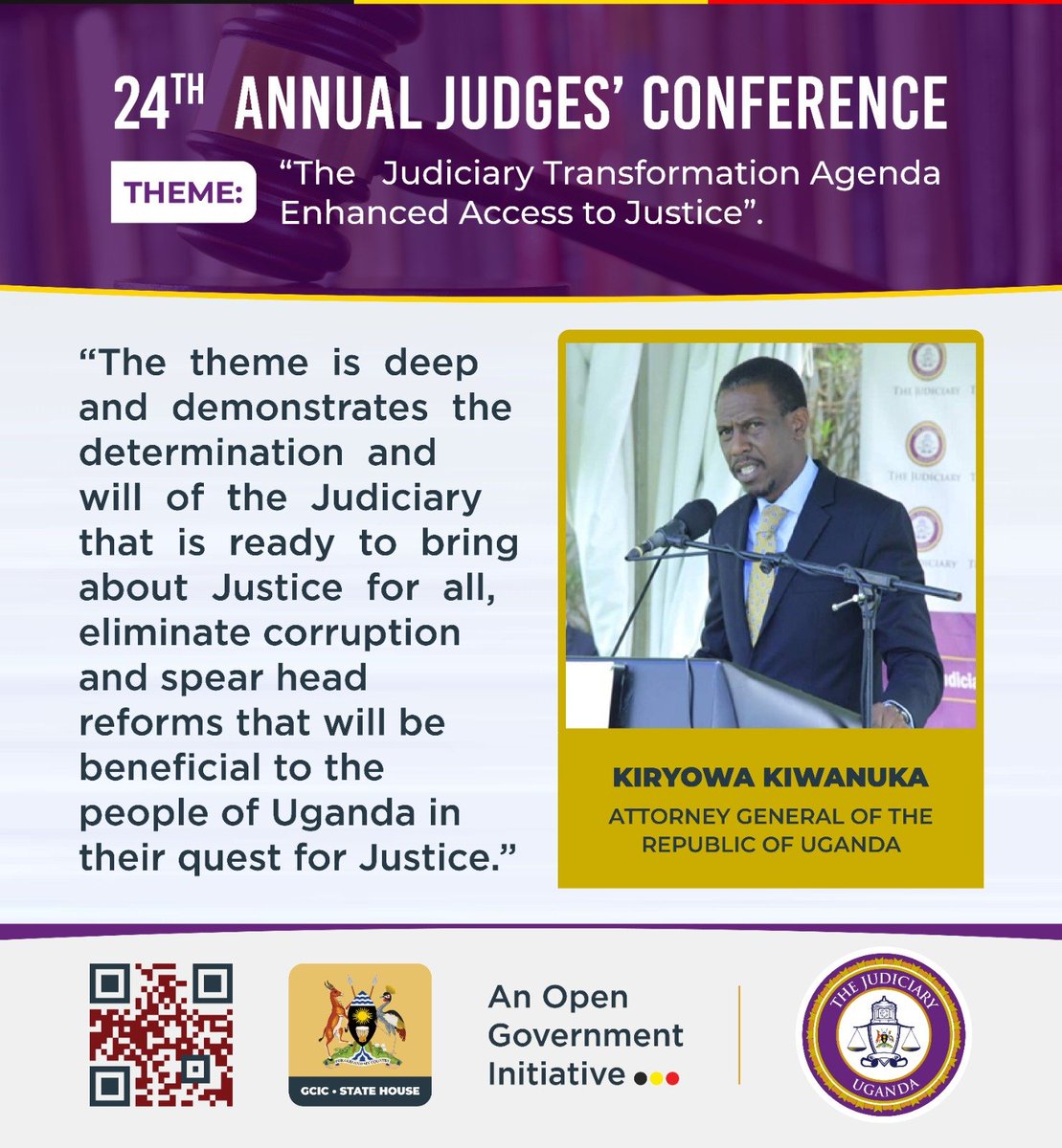 GCICsecurity's tweet photo. .@KiryowaKk: A Judiciary that is ready to bring about Justice for all, eliminate corruption and spearhead reforms that will be beneficial to the people of Uganda in their quest for Justice.
#24thAJC https://t.co/h4oFNcxCsC
