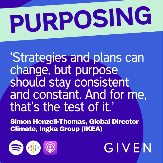 In the latest episode of the #Purposing podcast, our guest, Simon Henzell-Thomas, Global Director Climate, Ingka Group (#IKEA), lifts the lid on how purpose catalyses growth at the world's most successful furniture retailer. Listen to the conversation on Apple Podcasts! 🎙