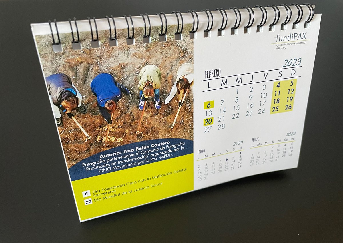 NocbaCreative's tweet photo. Pasamos página en el calendario para empezar Febrero con nuestro calendario diseñado y producido para Fundipax
#calendario #calendariodemesa #calendariopersonalizado #calendariocorporativo https://t.co/CVnBkiXQNH
