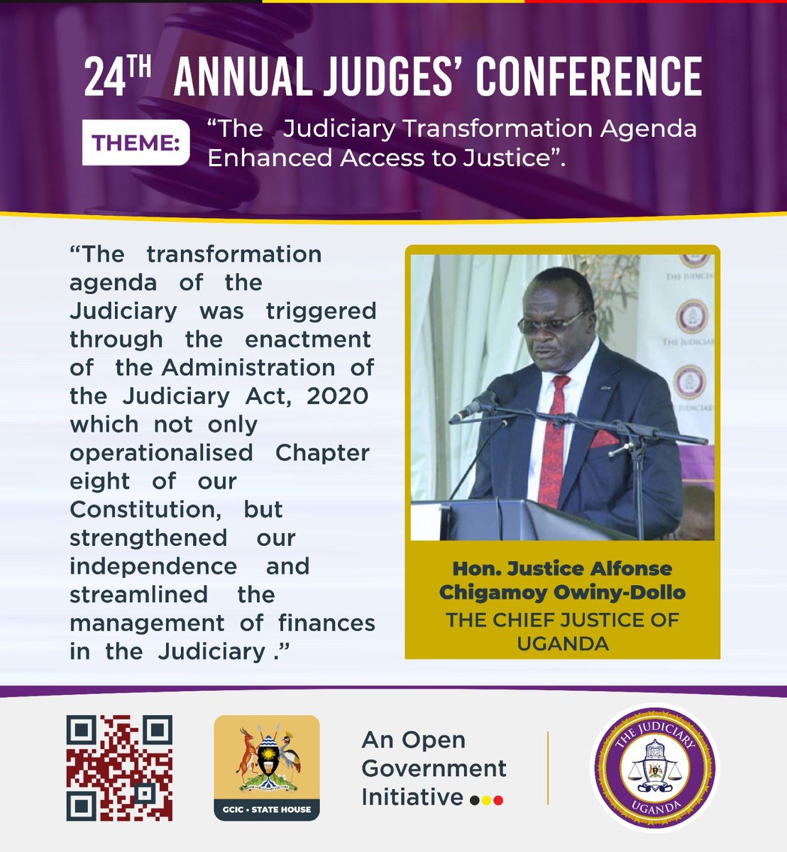 GCICsecurity's tweet photo. .@ac_owinydollo: The @JudiciaryUG's transformation agenda is geared towards enhancing access to Justice services across Uganda
#24thAJC https://t.co/szUpao720g