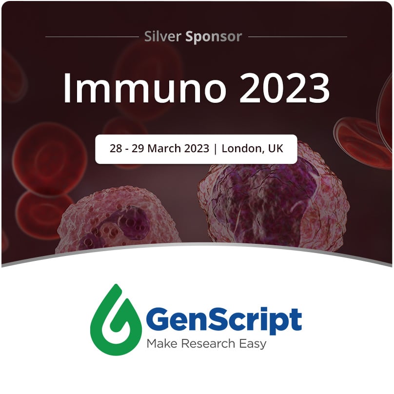 OGConferences's tweet image. 🧬 @GenScript will be joining @OGConferences at #Immuno2023 as a silver sponsor. Hear what they have to say: hubs.la/Q01zTsLq0
#ImmunoSeries2023 #GenScript #GeneSynthesis #PeptideSynthesis #MolecularBiology #ProteinExpression #ProteinAnalysis #GenomeEditing