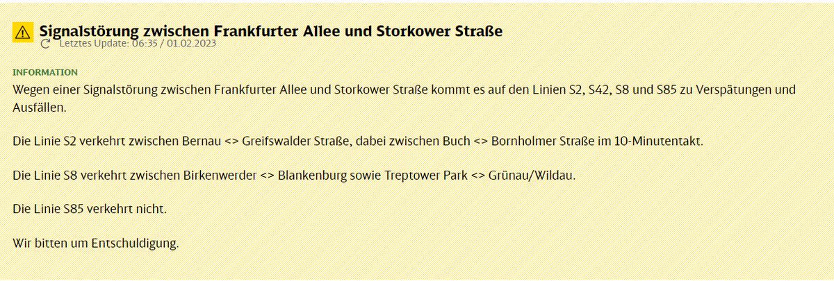 SBahnBerlin's tweet photo. #S2, #s42, #S8, #S85: Wegen der anhaltenden Signalstörung zwischen #Frankfurter_Allee > #Storkower_Str. kommt es zu Verspätungen und einzelnen Ausfällen. https://t.co/TzSeqMPbh4
