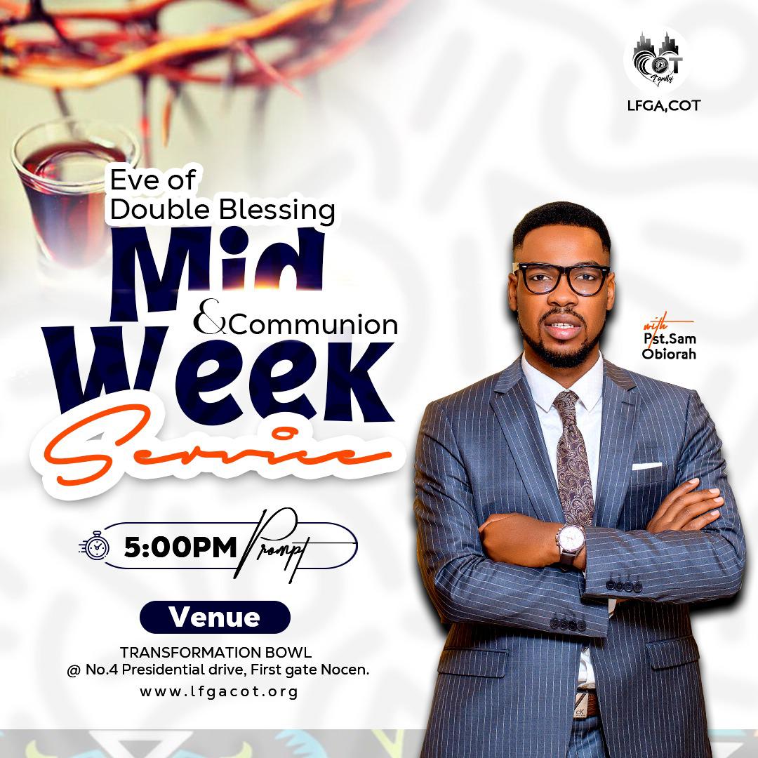 pstsamobiorah's tweet photo. It's communion service this evening.

Join me at the City Of Transformation as we eat of the Lord's table by 5pm.

God is ready to meet you at the point of your needs.

See you soon! https://t.co/DUcBd4xSYd