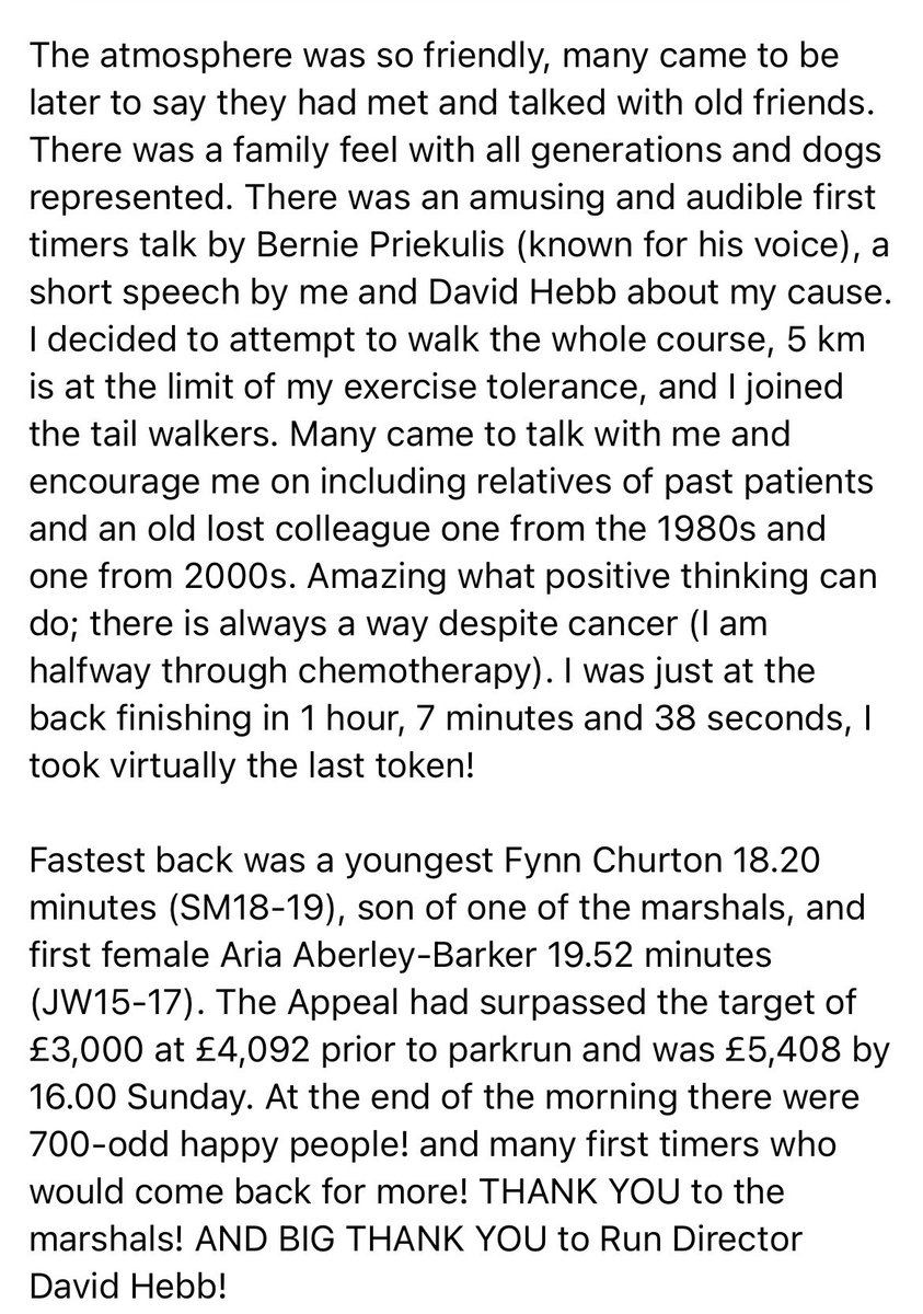 Alison has sent us this powerful, personal and moving report about Saturday's parkrun which she organised and how this special event came to be. This makes for emotional reading.

<a href="/parkrunUK/">parkrun UK</a> <a href="/PSH_A1674/">Paul Sinton-Hewitt CBE</a> <a href="/UHNMCharity/">UHNM Charity 🏥</a> <a href="/TEAMLIVERUHNM1/">TEAMLIVER@UHNM</a>