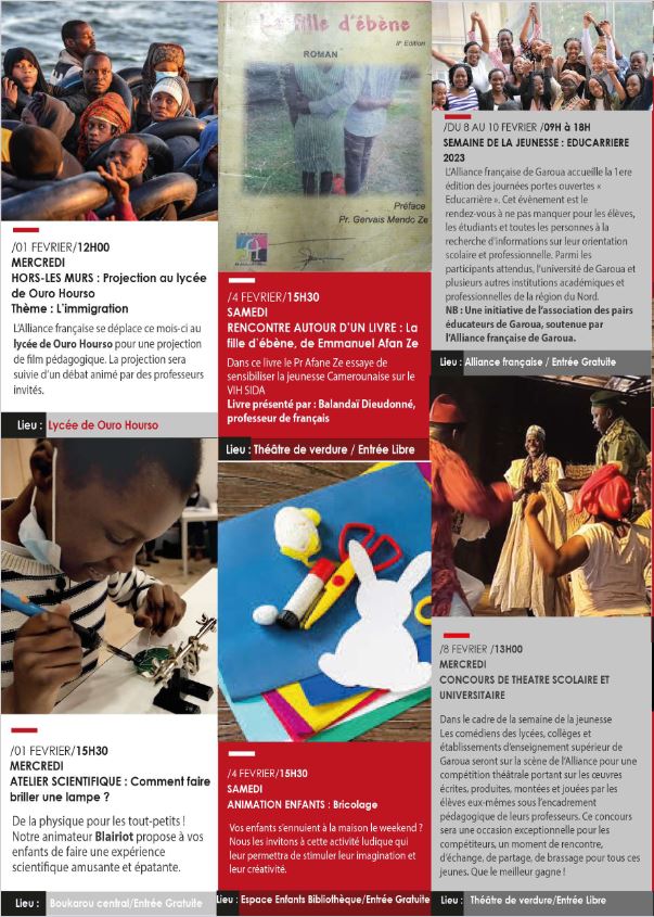 AfGaroua's tweet photo. ⭕️Au revoir la « janviose », bonjour février, mois de l’abondance 😅🤩 
Ce mois, nous vous proposons une programmation exceptionnelle, riche en activités et en émotions… 🥳 Plus de détail, ci-dessous ⤵️ https://t.co/qknJg2CM7T