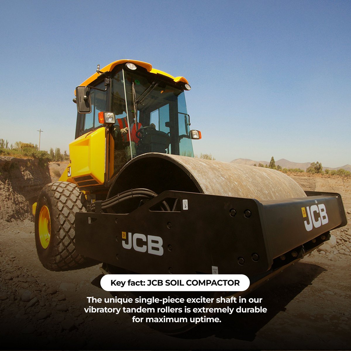 JCBZim's tweet photo. The unique single-piece exciter shaft in our vibratory tandem rollers is extremely durable for maximum uptime.
#JCB #KeyFact #rollers #soilcompactor #Zimbabwe https://t.co/k3QpfPPl8G