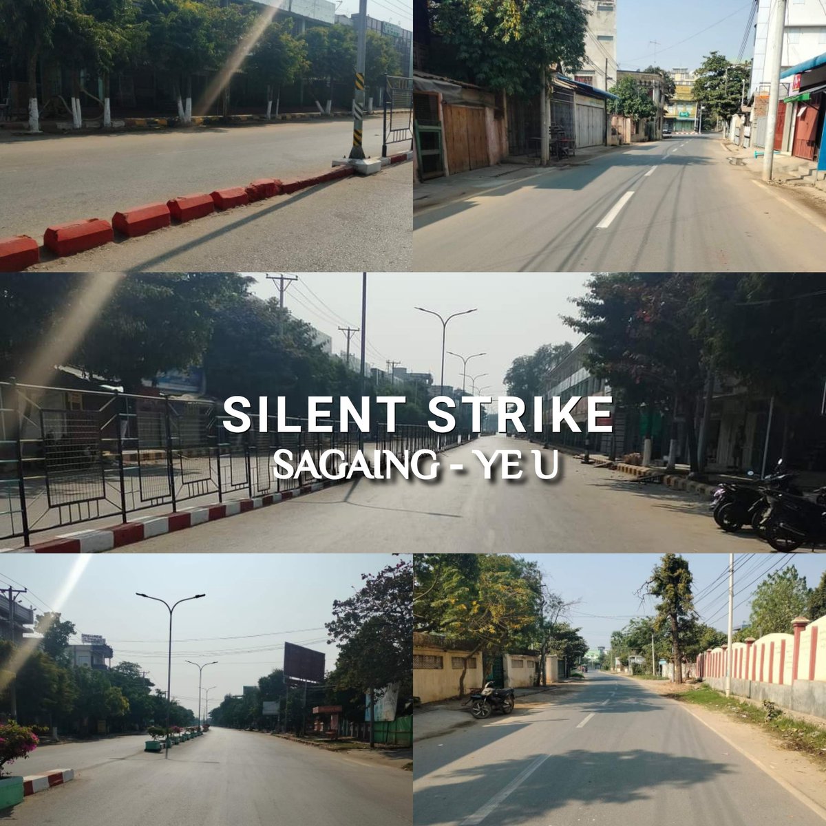 ActivistLittle's tweet photo. Silence is the loudest voice.

The pro-democracy people of Sagaing region's Ye-U township are taking part in the #SilentStrike to mark the 2nd anniversary of the military coup.

#2023SilentStrike #SpringRevolutionBurma #WhatsHappeningInMyanmar https://t.co/hnXZkNpVCs