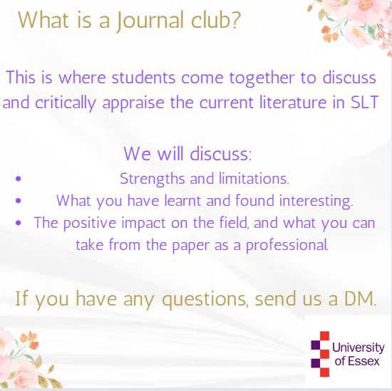 Uni of Essex SLT Soc (@sltsocietyessex) on Twitter photo Our next Journal club will be taking place on the 23rd February 📚🗣️
We will be joined this month by <a href="/CMUSLT_SOC/">Cardiff Met SLT</a> and <a href="/UoMSLTSoc/">UoM Speech and Language Therapy Society</a>!
The article is available at: onlinelibrary.wiley.com/doi/full/10.11…
#journalclub <a href="/sljournalclub/">National Student Led Journal Club</a> Our next Journal club will be taking place on the 23rd February 📚🗣️
We will be joined this month by <a href="/CMUSLT_SOC/">Cardiff Met SLT</a> and <a href="/UoMSLTSoc/">UoM Speech and Language Therapy Society</a>!
The article is available at: onlinelibrary.wiley.com/doi/full/10.11…
#journalclub <a href="/sljournalclub/">National Student Led Journal Club</a>