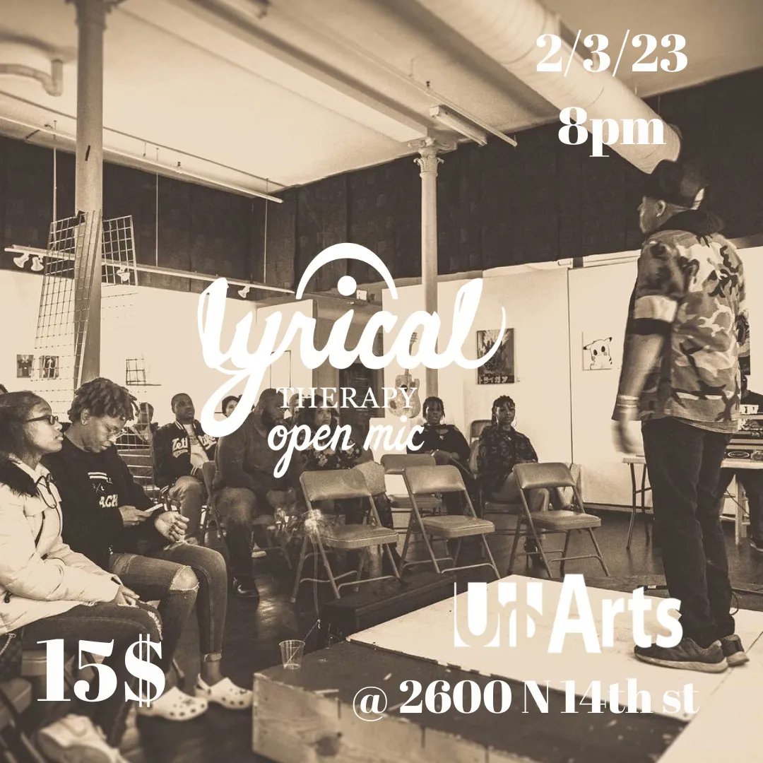 Lyrical Therapy Open Mic this Friday following our new art show opening.

#lyricaltherapy
#LossofControl
#Art
#exhibition
#poetry
#music