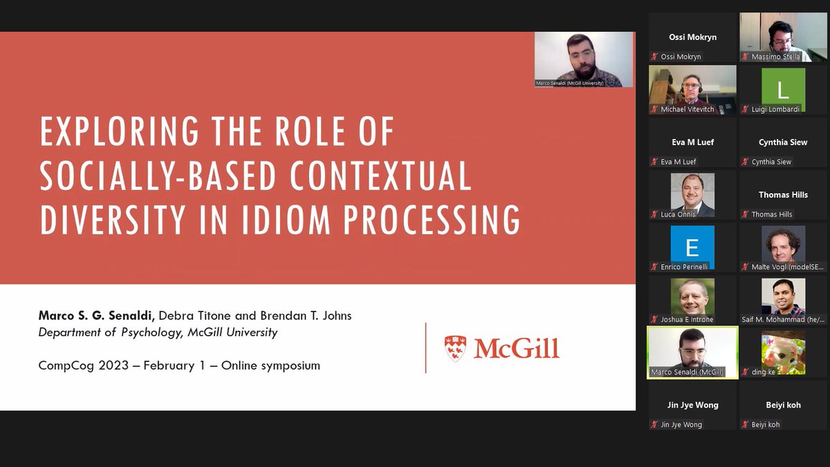 #CompCog23 continues with speakers from across the ocean, in this case with a great talk by Dr. Senaldi from MCGill University: