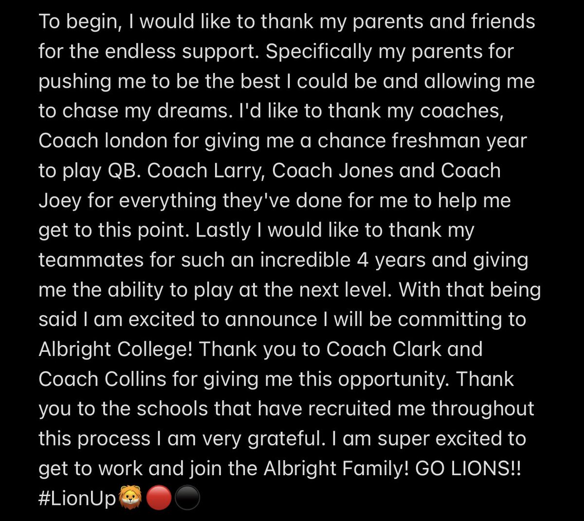 MatthewRemash's tweet image. After many great discussions with @Isaac_Collins and @CoachRalphClark I am excited to announce my commitment to @AlbrightCollege ! #LionUp 🦁🔴⚫️