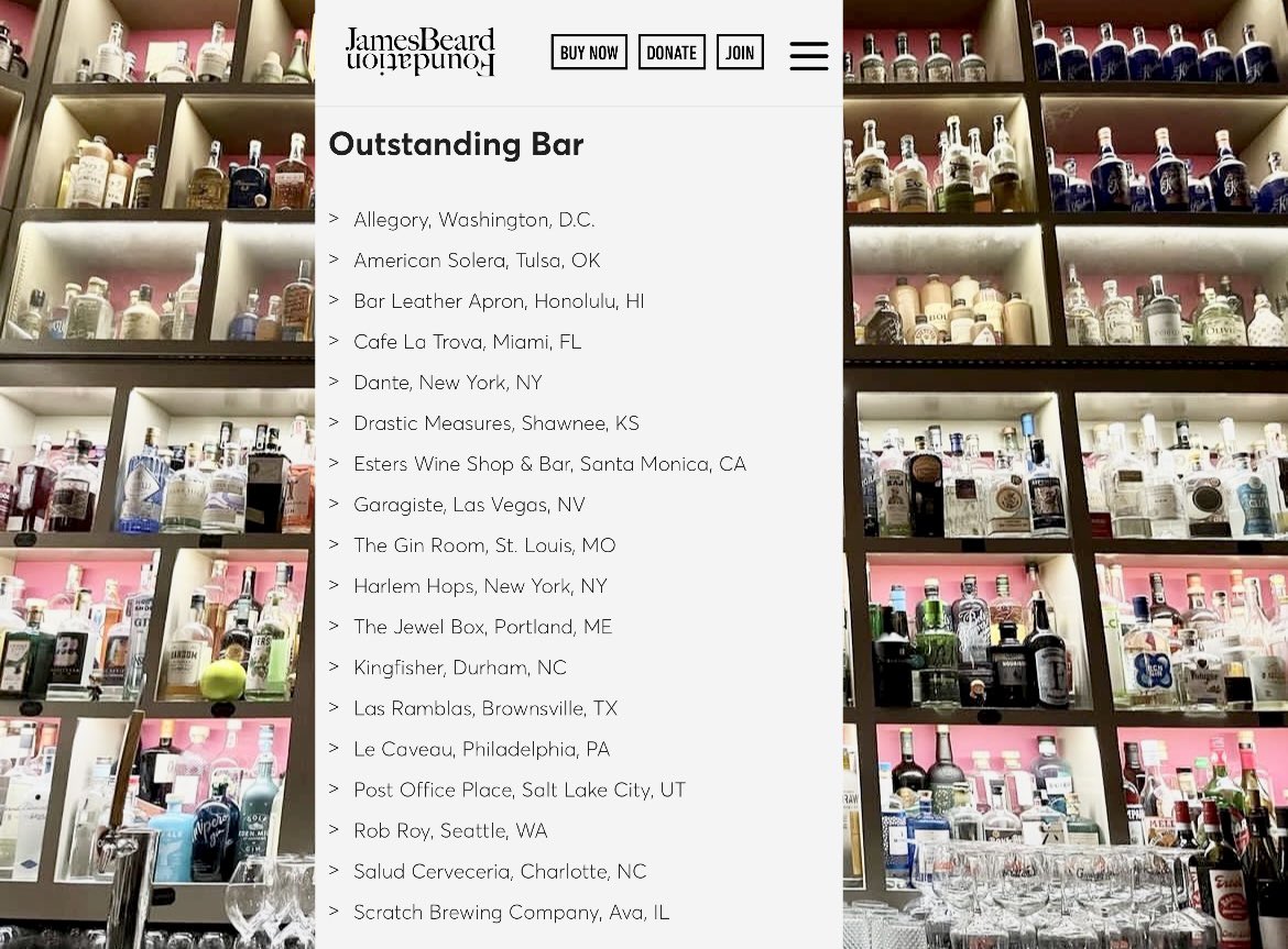 Last week, The Gin Room team was nominated as a Semi Finalist for the #JamesBeardAwards Outstanding Bar 
Honored for The Gin Room to be mentioned amongst such nationally acclaimed bars and concept nationwide. #DrinkGin