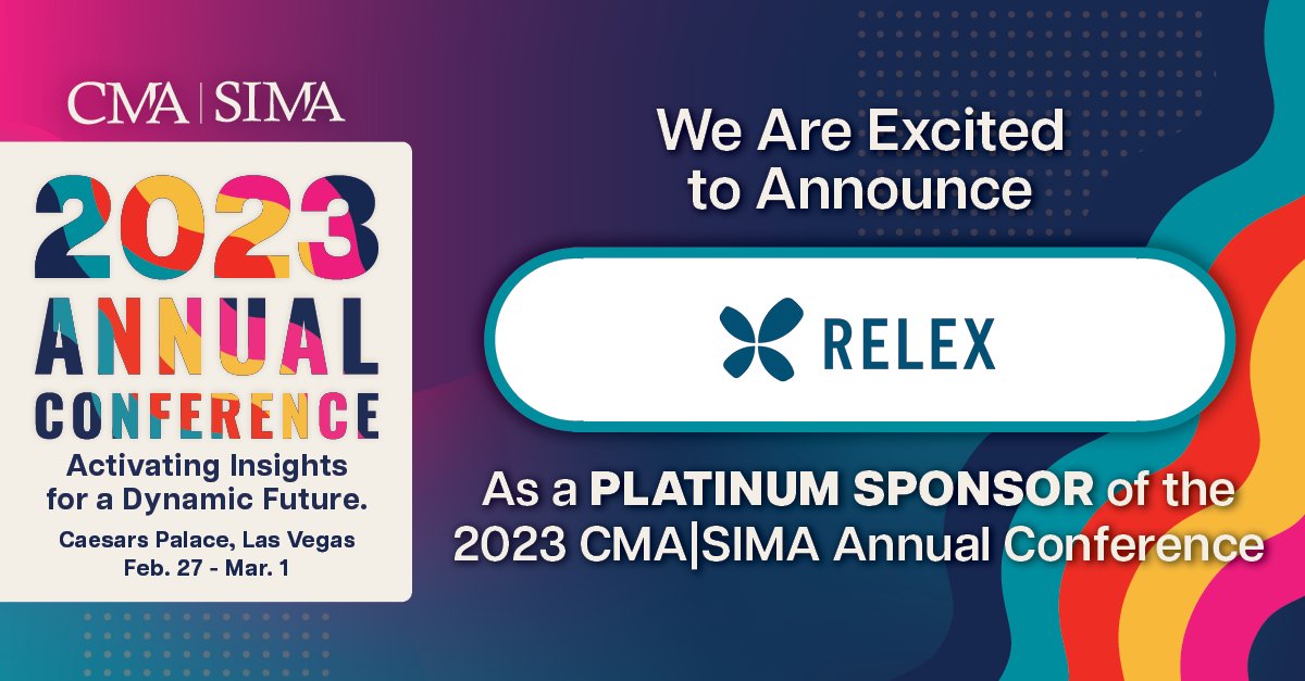 Let's welcome Relex as a Platinum Sponsor of the 2023 CMA|SIMA Annual Conference! Learn more and lock in your spot today: catman.global/annual-confere…

#CategoryManagement #ShopperInsights #Retail #CPG #OmniChannel #CMACON2023