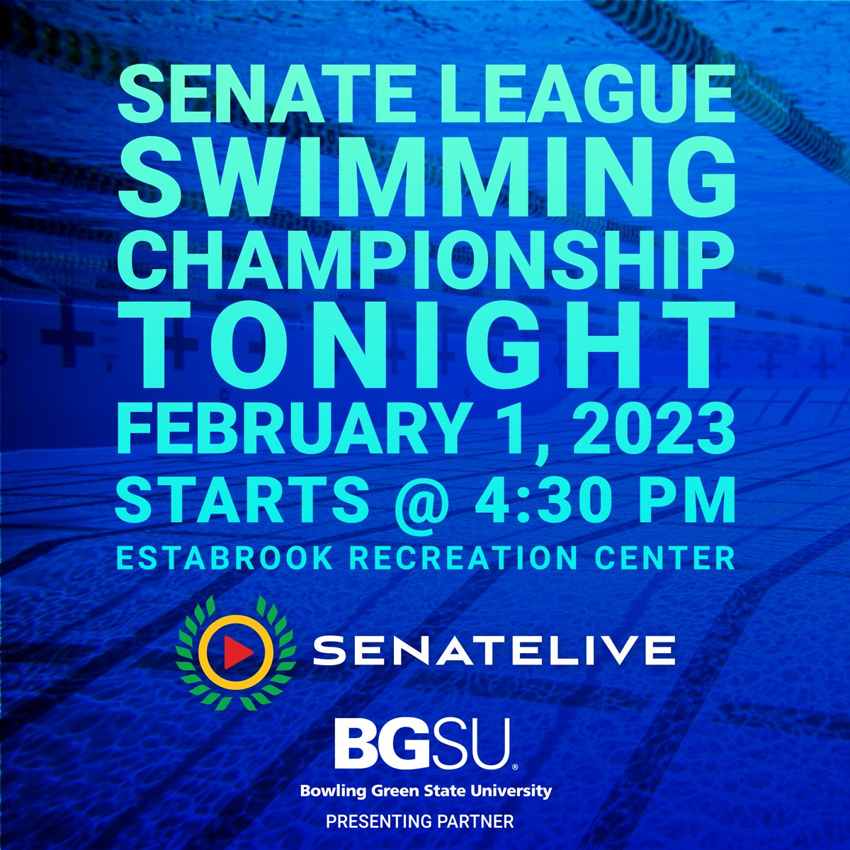 SenateLive's tweet image. Watch The Senate League Swimming Championship on senatelive.com Tonight - Feb 1 @ 45:30 PM FREE! #senatelivedw @CLEMetroSchools @CLESenateSports @DistrictWON @bgsu