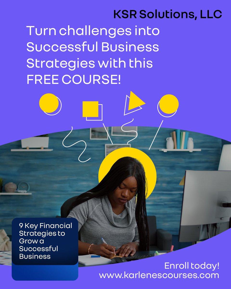 KSRsolutionsllc's tweet photo. In this course, you will learn strategies that have helped thousands of companies succeed in harsh economic conditions. These are the same strategies that Miss Karlene has used to help her clients to enjoy great success in their businesses.
#business #success #consistency https://t.co/jYQTLkiSxi