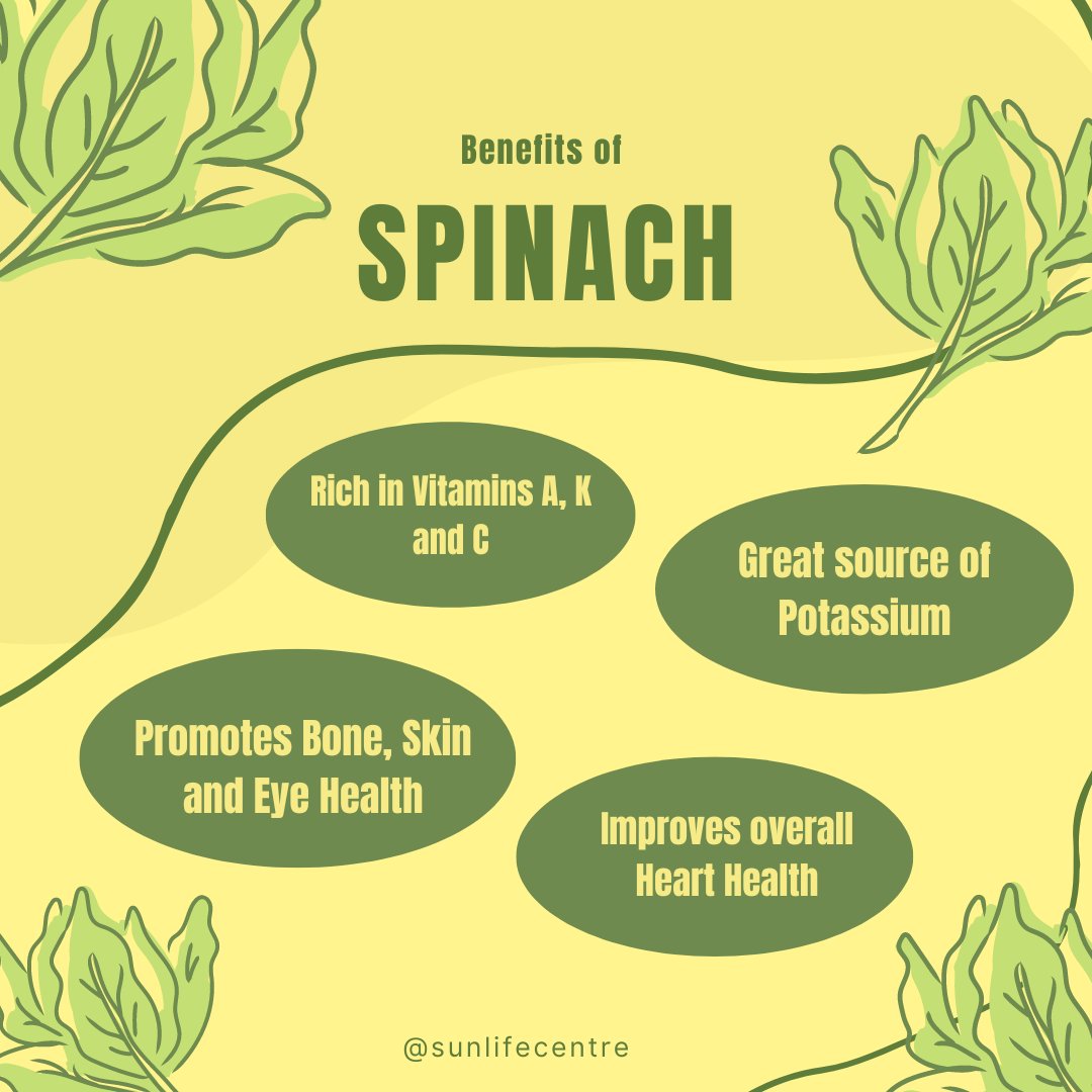 Fuel up on spinach for all its health benefits - packed with vitamins and minerals, including iron, potassium, and vitamin K. Spinach is rich in antioxidants, which can help protect against cellular damage. Incorporating spinach into your diet is easy, delicious and healthy!  🍃