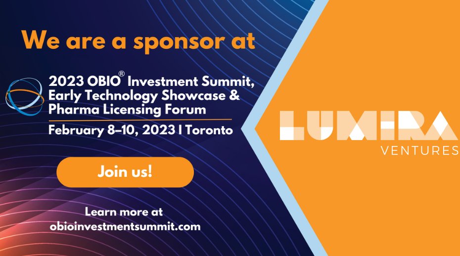 Lumira Ventures (@lumiraventures) on Twitter photo We are thrilled to sponsor the 2023 #OBIOInvestmentSummit - Canada’s premier health science investment event, happening in Toronto on Feb. 8-10. The Summit and Early Technology Showcase connect global investors with growing new companies and technology innovators. <a href="/OBIOscience/">OBIO</a> We are thrilled to sponsor the 2023 #OBIOInvestmentSummit - Canada’s premier health science investment event, happening in Toronto on Feb. 8-10. The Summit and Early Technology Showcase connect global investors with growing new companies and technology innovators. <a href="/OBIOscience/">OBIO</a>