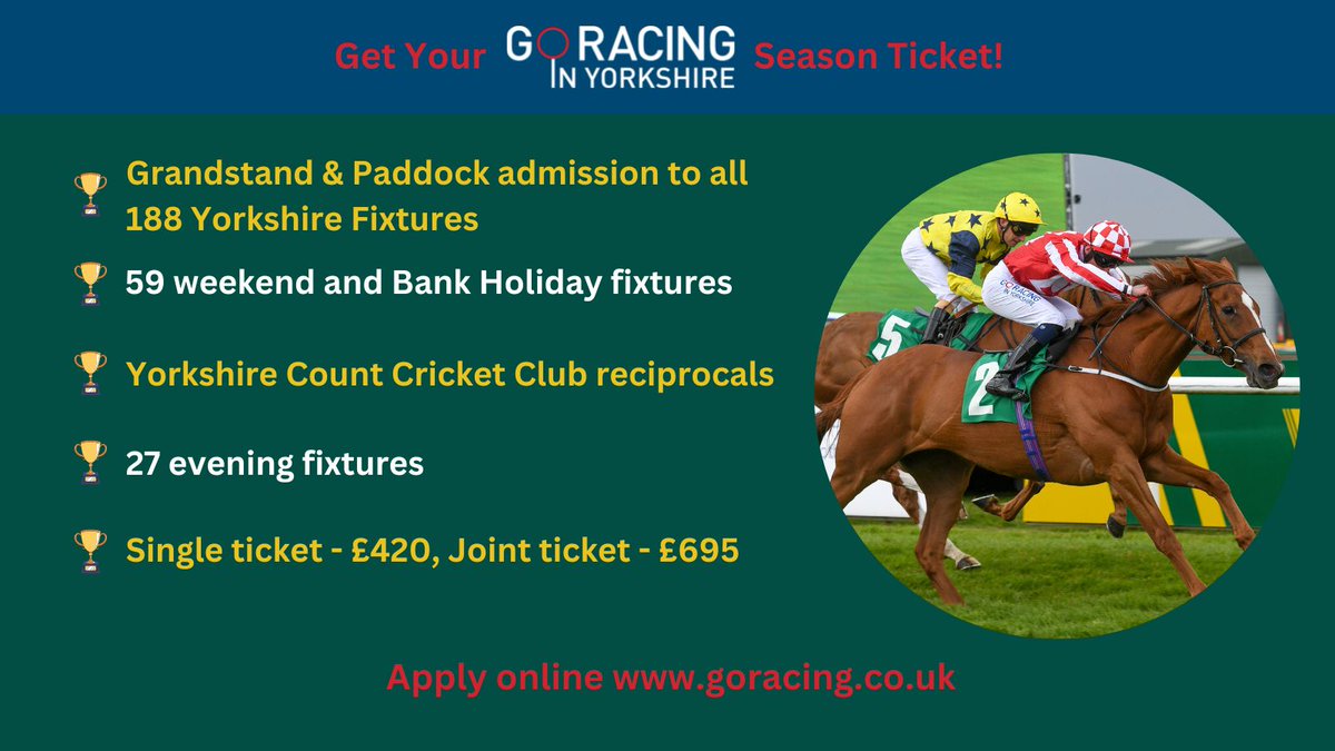 It's 1st Feb - which means you've only got 28 days to get your GRIY season ticket!  Applications must be in by 28th Feb to get the cards printed and sent out before the Lincoln at <a href="/DoncasterRaces/">Doncaster Racecourse</a> on 1st April.

Be quick - limited number available.

goracing.co.uk/product/season…