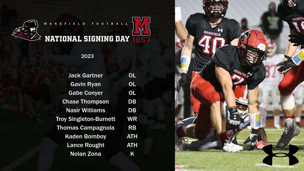 Coach_Czarnota's tweet photo. National Signing Day 2️⃣3️⃣ 

Super excited for this class of Mounties!

I’m fired 🔥 up! We got better today! 

Who’s gonna join the FAMILY next!

#MAN2FI3LD @MansfieldFB https://t.co/v8WHegNqNS