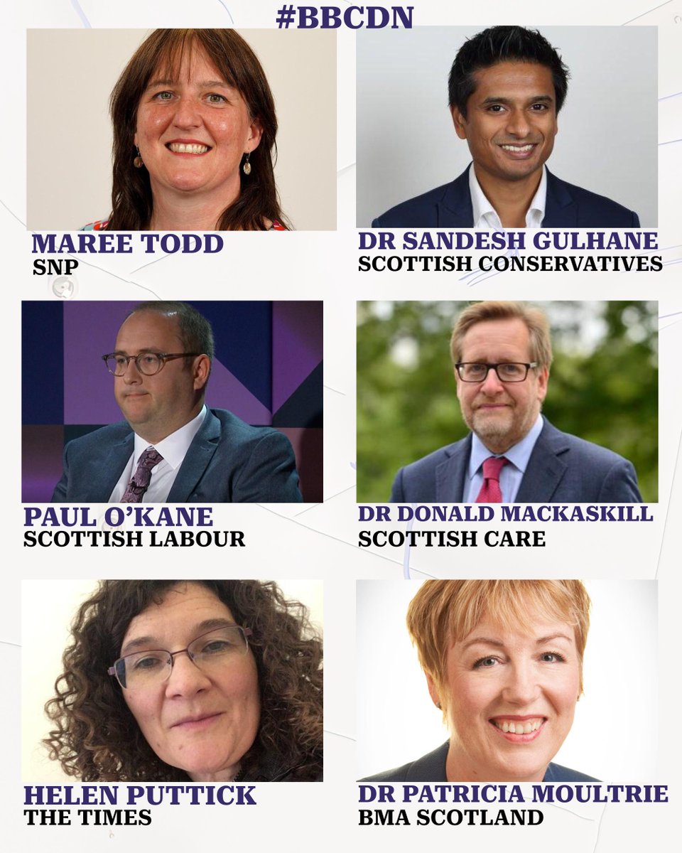 BBC Debate Night (@bbcdebatenight) on Twitter photo Debate Night is back tonight with a healthcare special in Glasgow
What would you ask our panel?
<a href="/StephenJardine/">Stephen Jardine</a> will be joined by <a href="/MareeToddMSP/">Maree Todd</a>, <a href="/Sandeshgulhane/">Dr Sandesh Gulhane MSP</a>, <a href="/PFOKane/">Paul O’Kane MSP 🇺🇦</a>, <a href="/DrDMacaskill/">Donald Macaskill</a>, <a href="/HelenPuttick/">Helen Puttick</a> and <a href="/BMAScotland/">BMA Scotland</a>'s Dr Patricia Moultrie
#bbcdn 10.30pm on <a href="/BBCScotland/">BBC Scotland</a> Debate Night is back tonight with a healthcare special in Glasgow
What would you ask our panel?
<a href="/StephenJardine/">Stephen Jardine</a> will be joined by <a href="/MareeToddMSP/">Maree Todd</a>, <a href="/Sandeshgulhane/">Dr Sandesh Gulhane MSP</a>, <a href="/PFOKane/">Paul O’Kane MSP 🇺🇦</a>, <a href="/DrDMacaskill/">Donald Macaskill</a>, <a href="/HelenPuttick/">Helen Puttick</a> and <a href="/BMAScotland/">BMA Scotland</a>'s Dr Patricia Moultrie
#bbcdn 10.30pm on <a href="/BBCScotland/">BBC Scotland</a>
