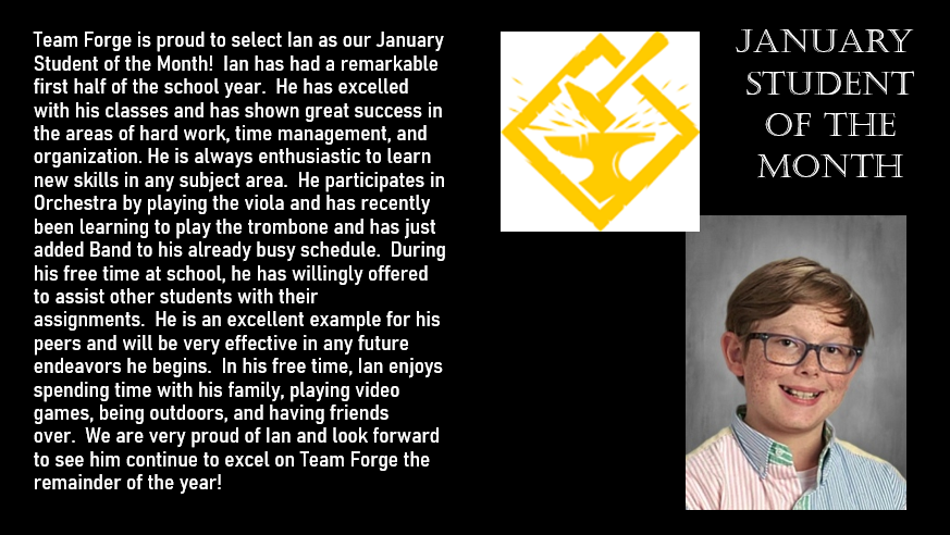 TeamForge (@teamforgeccms) on Twitter photo Every month we have such a difficult decision to make because we have so many students doing amazing things. <a href="/TeamForgeCCMS/">TeamForge</a> is proud to announce our January student of the month. Ian is always #forgingahead!
<a href="/MrsMcDaidCCMS/">Terri McDaid</a> <a href="/MrsLealCCMS/">MrsLealCCMS</a> <a href="/MrRuggCCMS/">Mr. Rugg</a> @MrBurtonCLSD Every month we have such a difficult decision to make because we have so many students doing amazing things. <a href="/TeamForgeCCMS/">TeamForge</a> is proud to announce our January student of the month. Ian is always #forgingahead!
<a href="/MrsMcDaidCCMS/">Terri McDaid</a> <a href="/MrsLealCCMS/">MrsLealCCMS</a> <a href="/MrRuggCCMS/">Mr. Rugg</a> @MrBurtonCLSD
