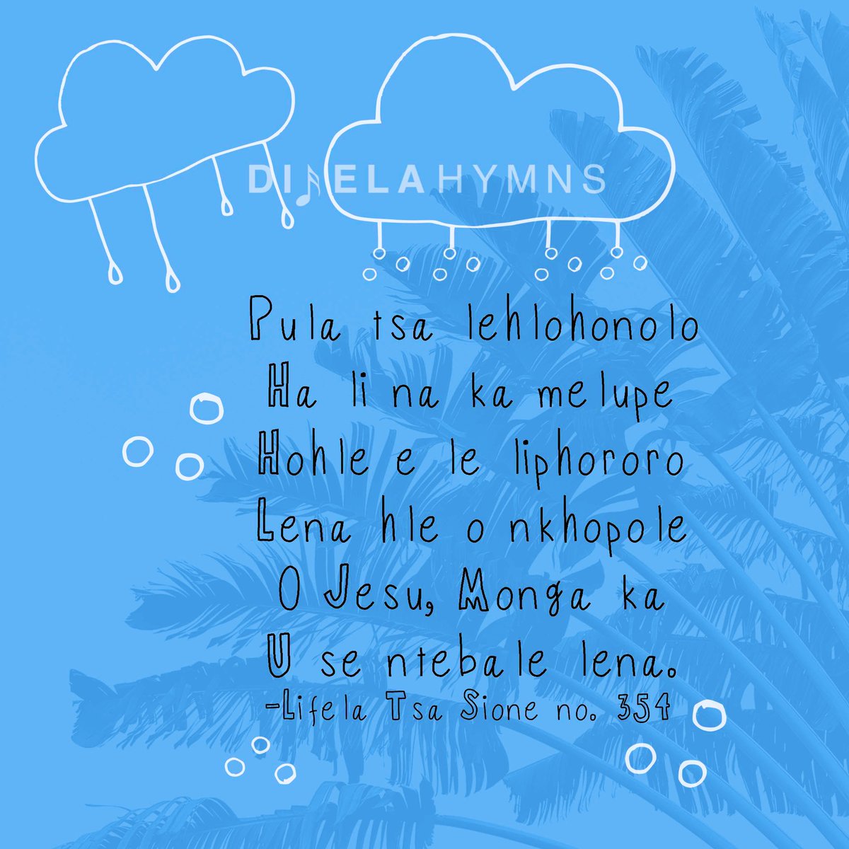 Difela_Hymns's tweet image. Pula tsa lehlohonolo
Ha li na ka melupe
Hohle e le liphororo
Lena hle o nkhopole
O Jesu, Mong’a ka
U se ntebale lena.

Moloki oa ka lerato
Ke khomaretse uena
Ha u fa ba bang ha hakaalo
Mphe hanyenyane lena 🥹
O Jesu,… 🙏🏽
-Lifela Tsa Sione no. 354
•Glory be to God.•
