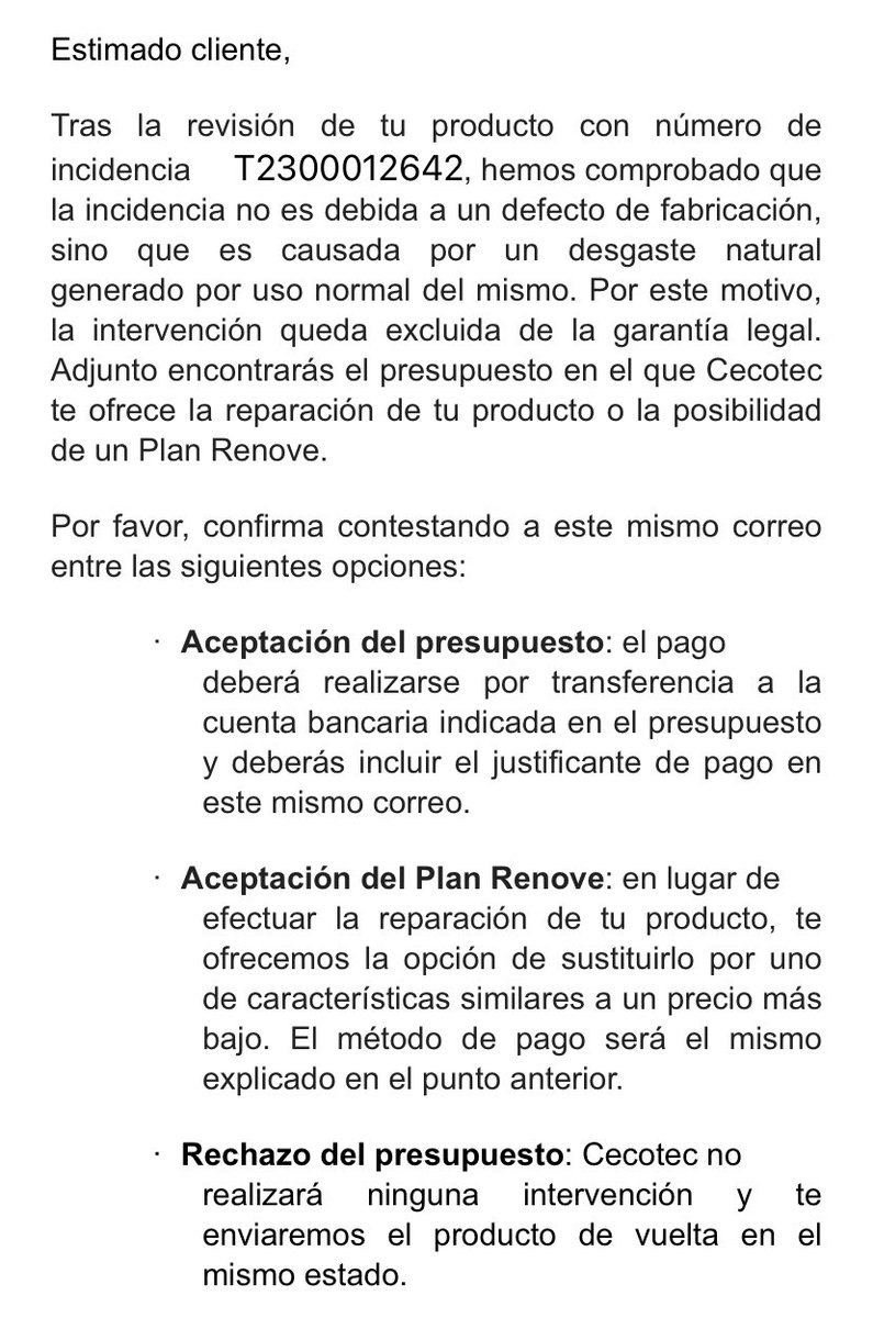 carsobus's tweet image. .@CECOTECoficial ¿Me estáis diciendo que un aparato vuestro solo tiene de vida útil dos años? Desgaste natural? Pues menuda mierda de marca que sois. Si el aparto no arranca digo yo que será problema de fabricación, no de que se haya cansado de trabajar. #mierda #cecotec #estafa