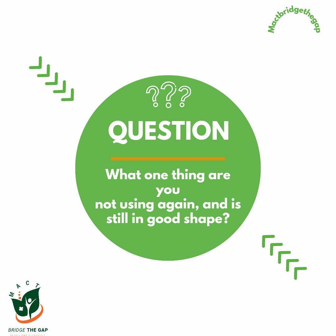 mactbridgedgap's tweet image. Do you have relevant things that you don&apos;t make use of again?

Do you know you can bless a person with it?

Join us today to connect with people in need

#givebackchallenge 
#love 
#charity 
#helpinghand