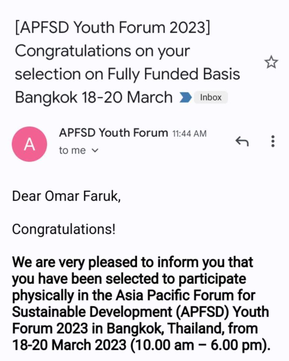 OmarfarukBD71's tweet image. I have been selected to participate physically in the Asia Pacific Forum for Sustainable Development (APFSD) Youth Forum 2023 in Bangkok, Thailand.
For the 3rd time, I am going to participate in this Programme.  
#ARROW
#APFSD2023