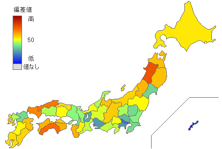 「都道府県別の自民党得票率(左)と高齢化率(右).地方で高い傾向≒田舎のお年寄りが」|明石海峡（風景画・天文イラスト）のイラスト